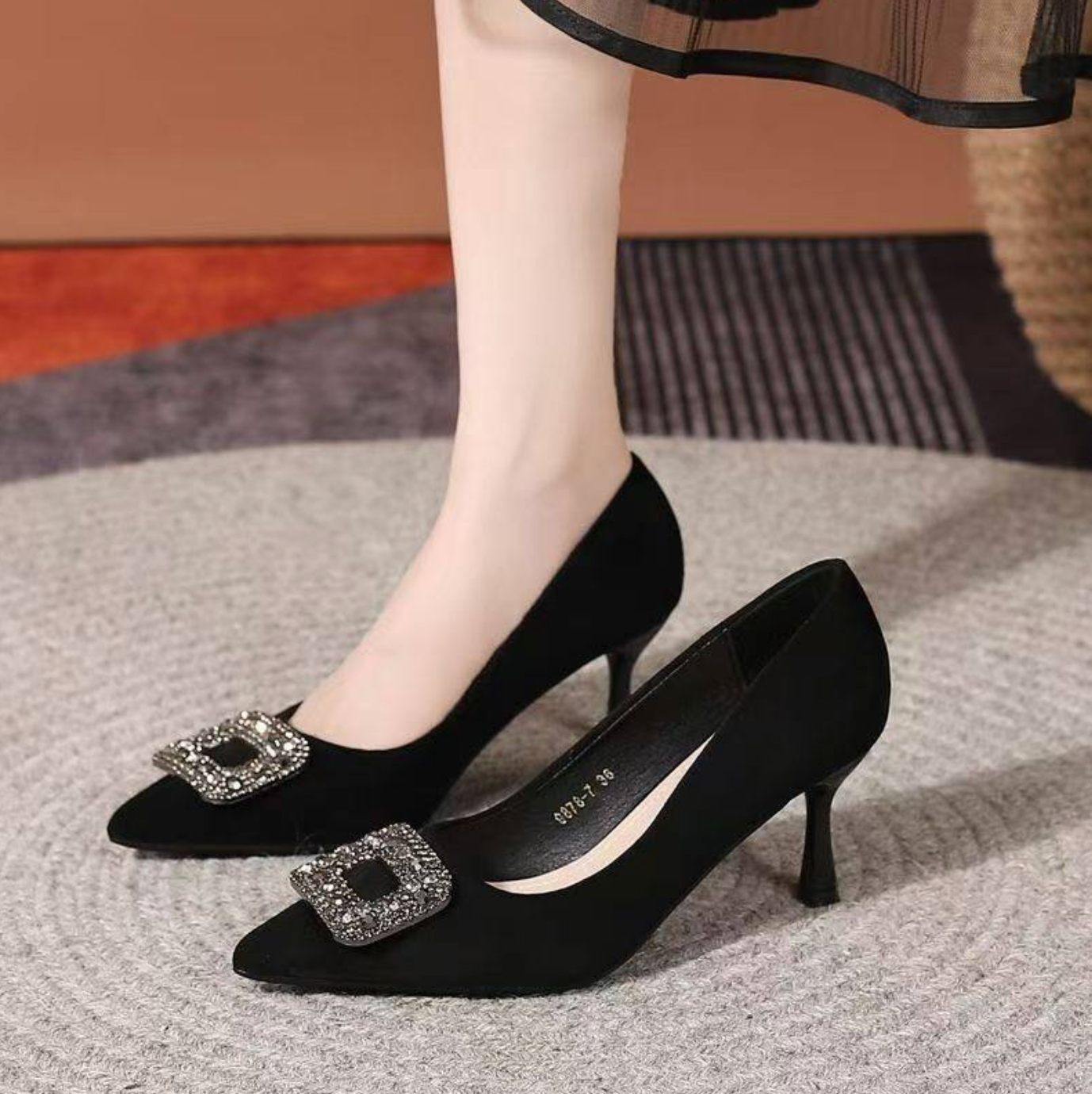 Noirelle™ – Elegant Black Pointed-Toe Heels