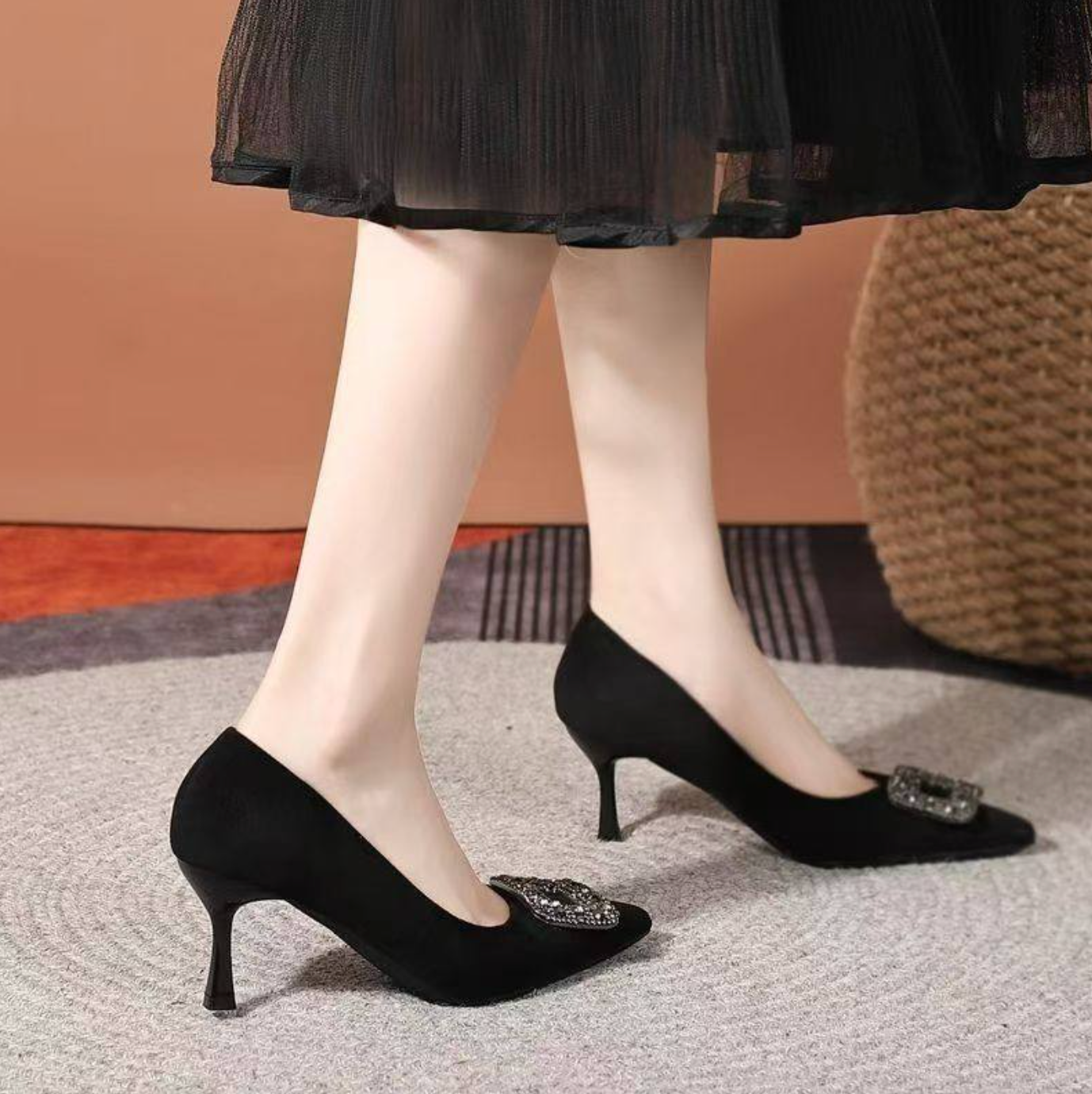 Noirelle™ – Elegant Black Pointed-Toe Heels