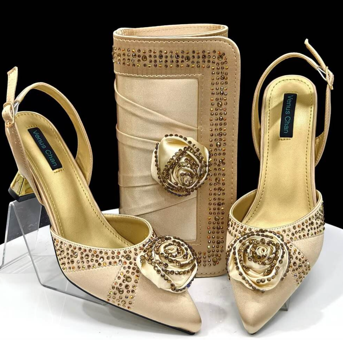 Bellarose™ – Rhinestone Butterfly Bow High Heels